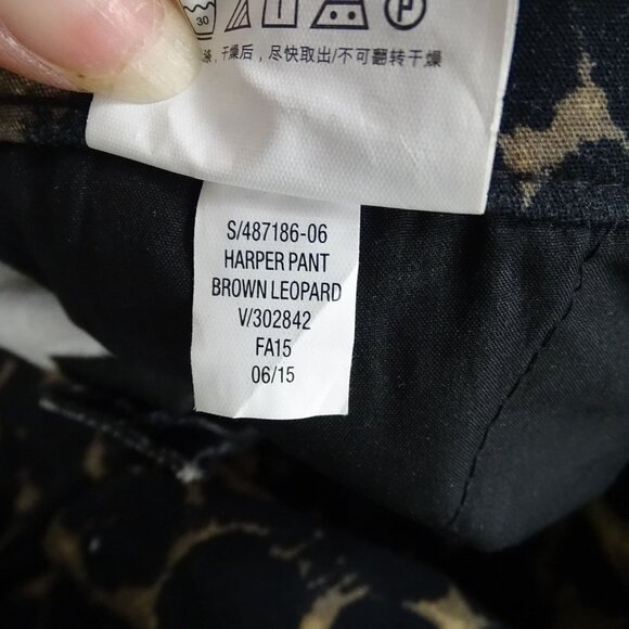 Old Navy Harper Mid-Rise Brown Leopard Print Pants Women Size 2P Cotton Blend - Picture 6 of 12